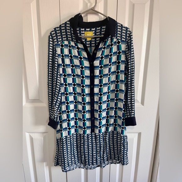 Maeve Dresses & Skirts - Anthropologie Maeve Abstract Geometric Shirt Dress Size 4